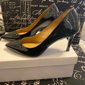 Calvin Klein patent black Gayle pump